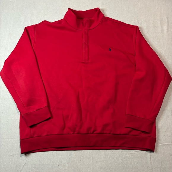Polo Ralph Lauren Double-Knit Quarter Snap Pullover Red Sweatshirt 3XB - Picture 1 of 5